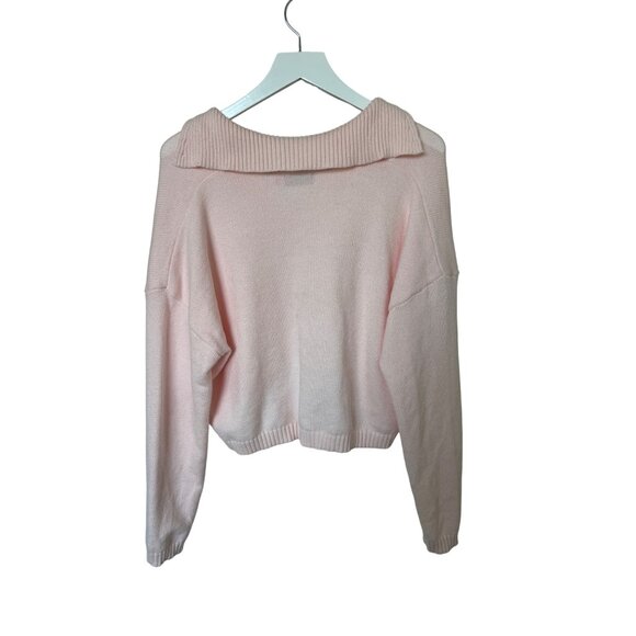 Edikted Marcie  Johnny Collar Light Pink Oversize Crop Sweater - Picture 6 of 6